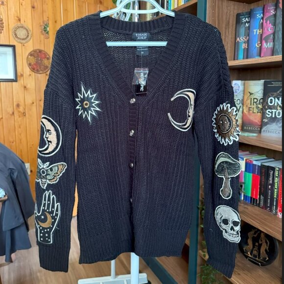 Cosmic Aura Celestial Patches Girls Cardigan - Picture 1 of 4